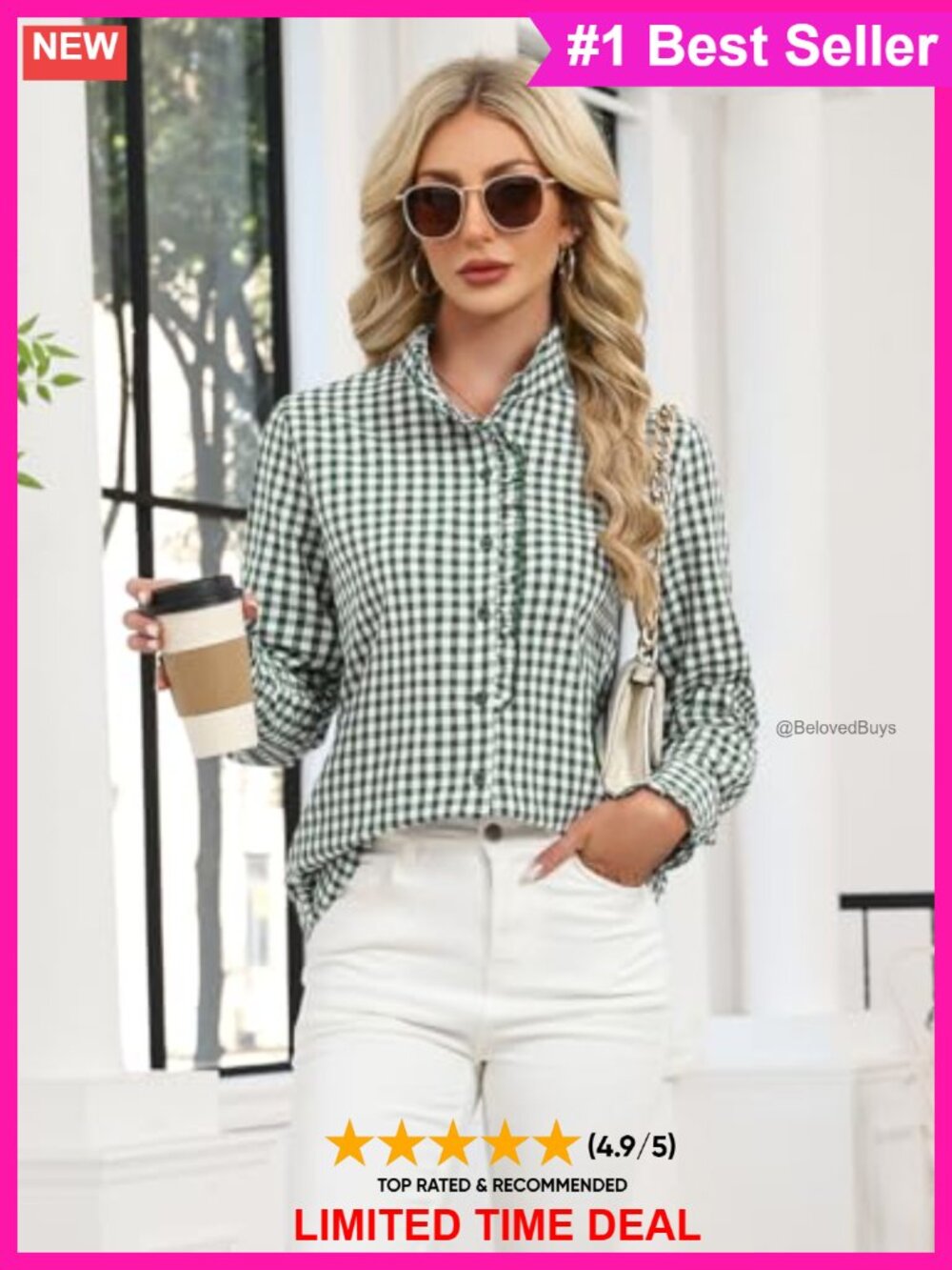 Long Sleeve Ruffle Button Down Blouse - Picture 5 of 6